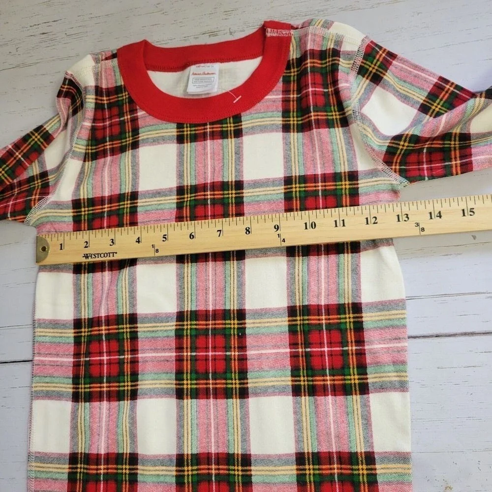 Hanna Andersson Girls‎ Pajama Top 14 Red Plaid Holiday Long John Long Sleeve